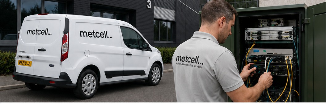 Metcell van and technician supporting telecoms infrastructure